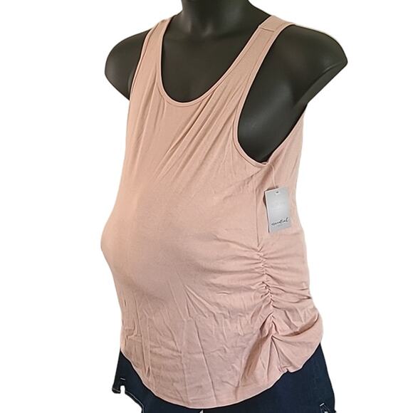 A: Glow Women’s Maternity Tank Top Size XL Soft Pink Sleeveless Ruched Sides NWT - Picture 3 of 9